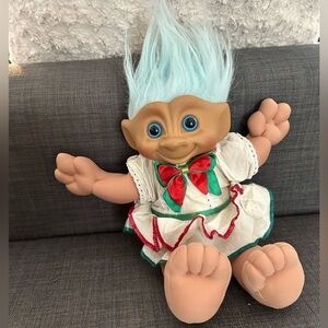 1991 Treasure Trolls 12 inch Doll with blue hair and blue eyes